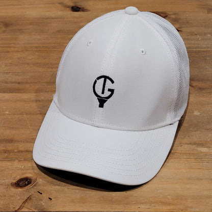 Callaway Golf Snapback Hat Cap White Mesh Back Trucker Golfer G Ball Logo