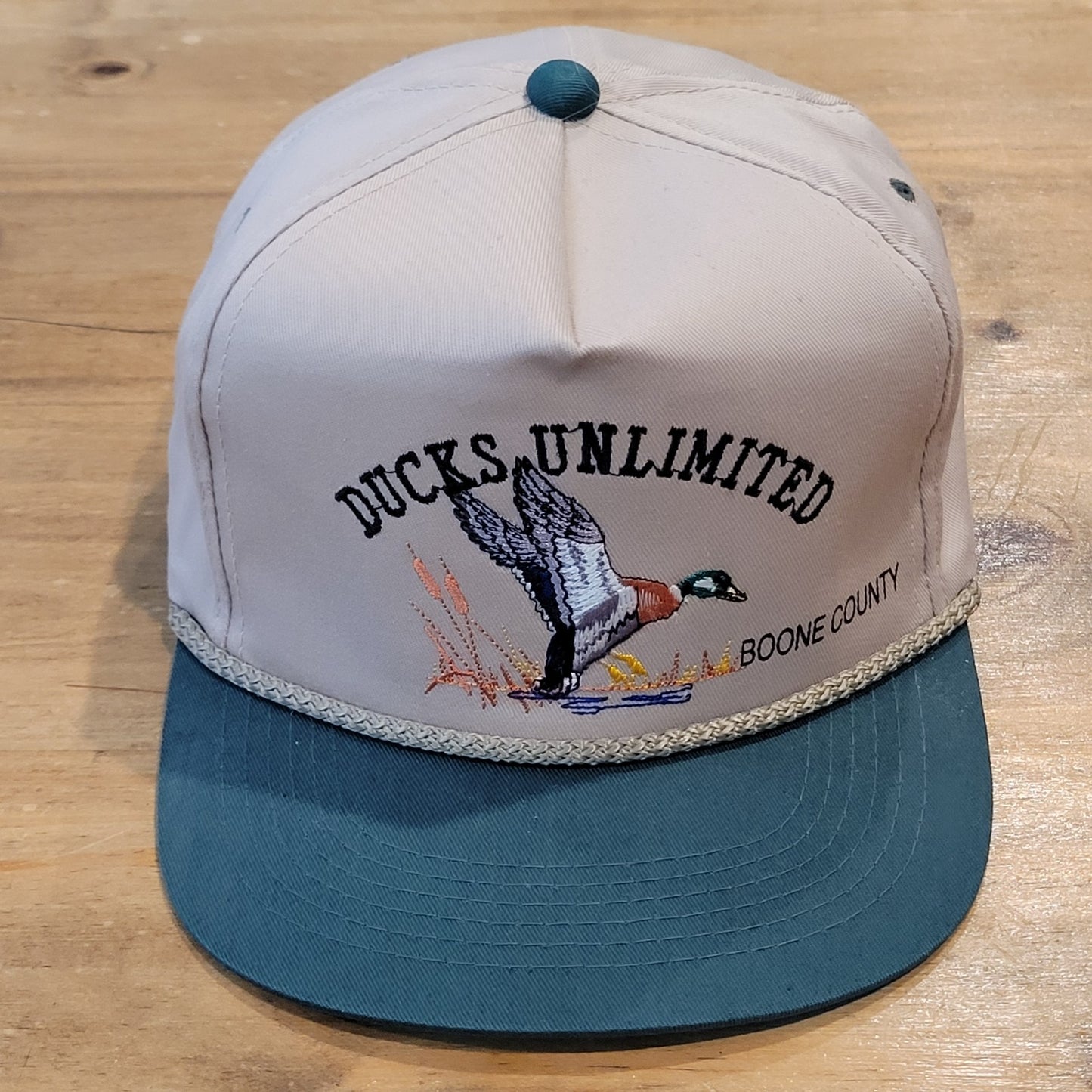Vintage Ducks Unlimited Hat Snapback Brown Green Embroidered DU Boone County