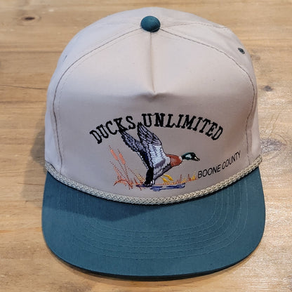Vintage Ducks Unlimited Hat Snapback Brown Green Embroidered DU Boone County