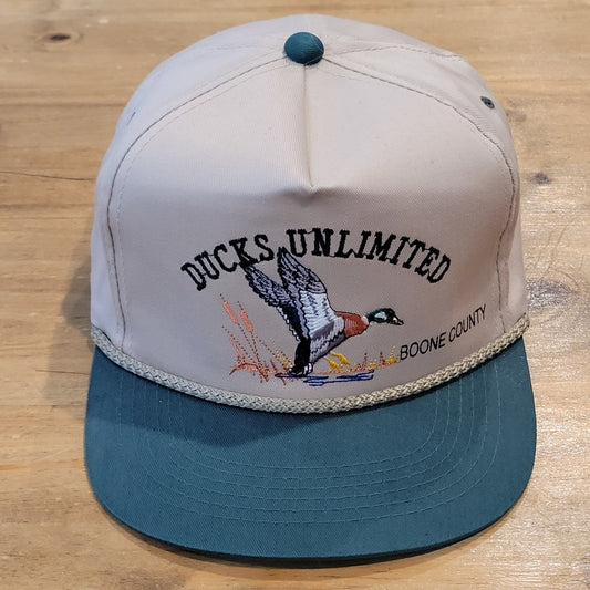 Vintage Ducks Unlimited Hat Snapback Brown Green Embroidered DU Boone County