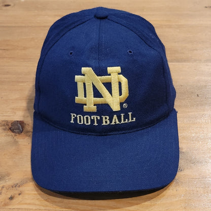 Vintage Notre Dame Hat Snapback Reebok Blue 90s College Football ND Logo Wool