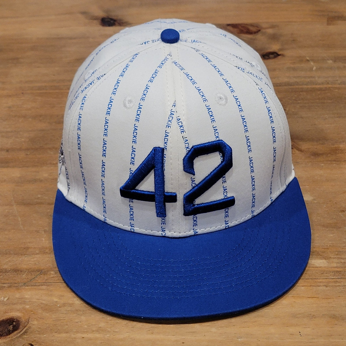 Baseballism Jackie Robinson #42 White Blue Spell Out Pinstripe Snapback