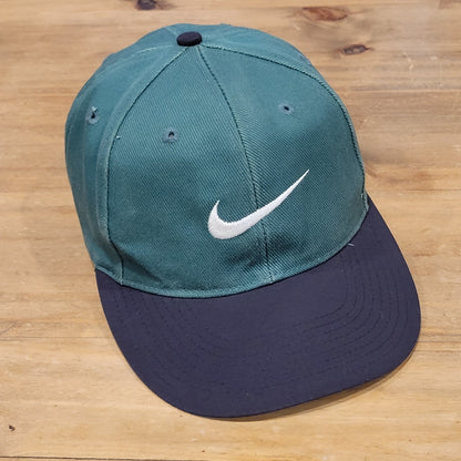 Vintage Nike Hat Cap Snapback Green Blue White Swoosh Youth Kids Boys 90s