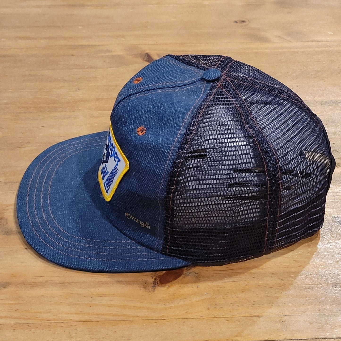 Vintage Dale Earnhardt Wrangler Denim Patch Trucker Hat AJD NASCAR Race 80s