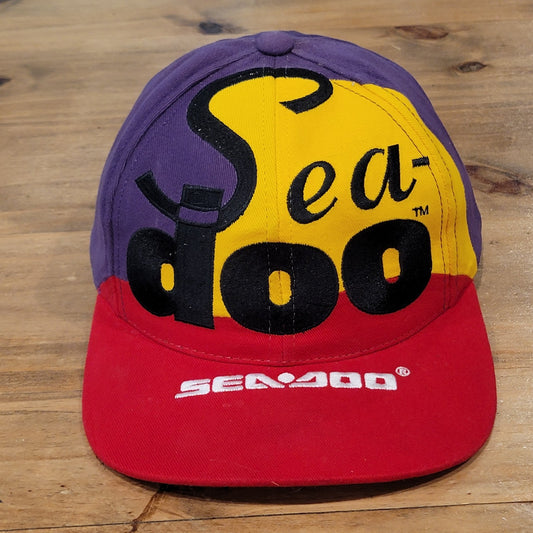 Vintage Sea Doo Hat Snapback Embroidered Swirl Colorful Jet Ski 90s One Size