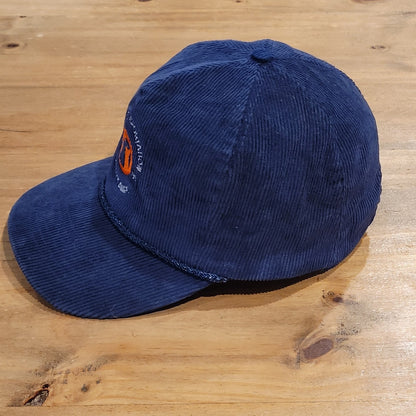 Vtg Transport America Corduroy Trucker Hat Blue Safety Award Snapback Made in US