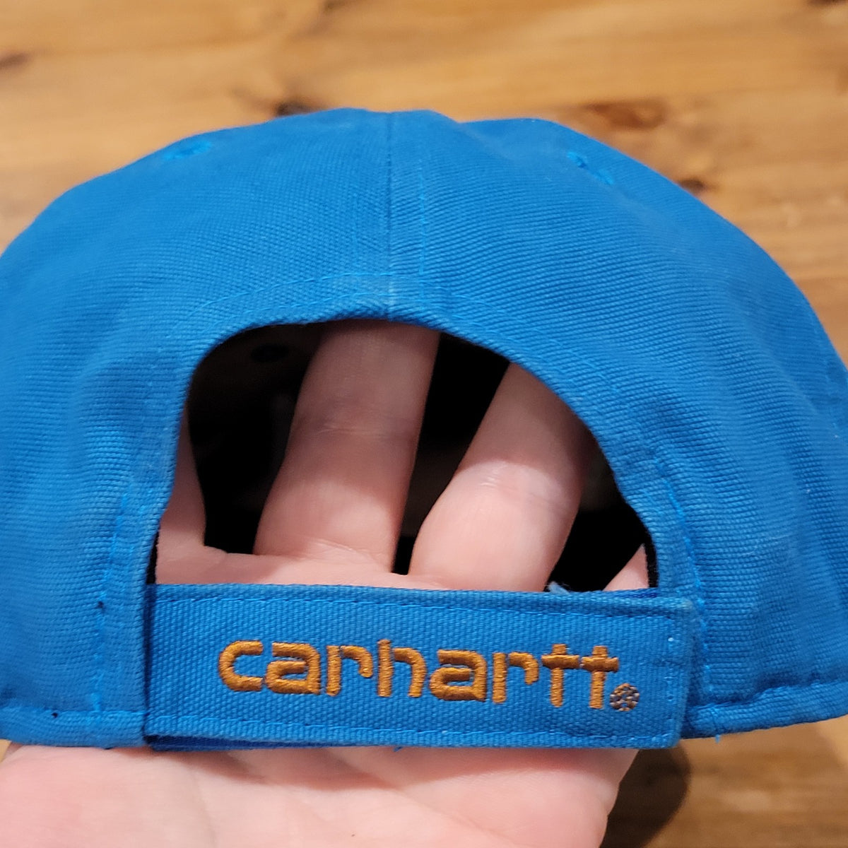 Carhartt Hat Cap Strap Back Blue One Size Leather Patch Adjustable