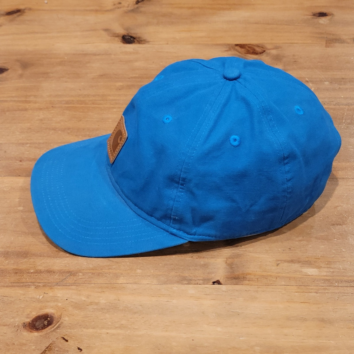Carhartt Hat Cap Strap Back Blue One Size Leather Patch Adjustable