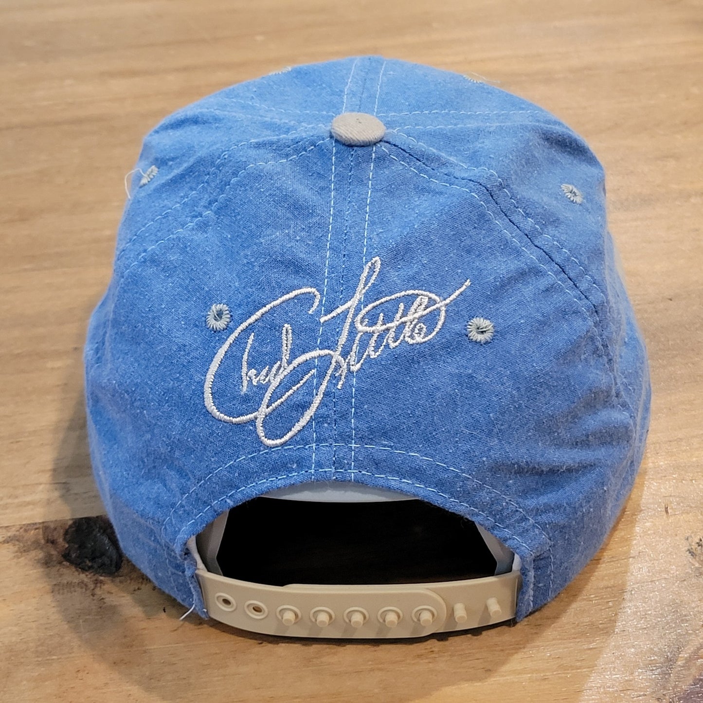 Vintage John Deere Motorsports Hat Snapback Blue Denim NASCAR Chad Little