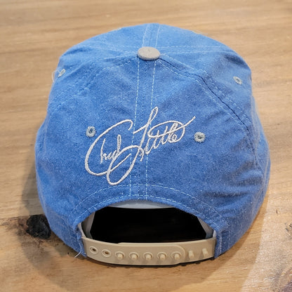 Vintage John Deere Motorsports Hat Snapback Blue Denim NASCAR Chad Little