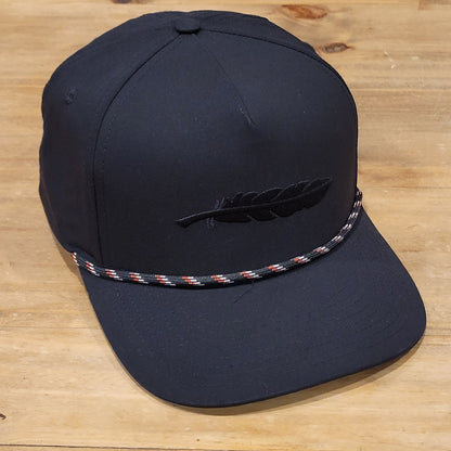 Armadillo Hat Co Snapback Hat Cap Rope Black Feather Logo One Size