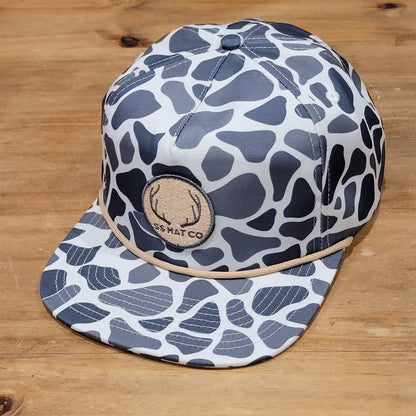 Southern String Hat Co Snapback Gray Camo Camouflage Rope Hunting Deer Patch