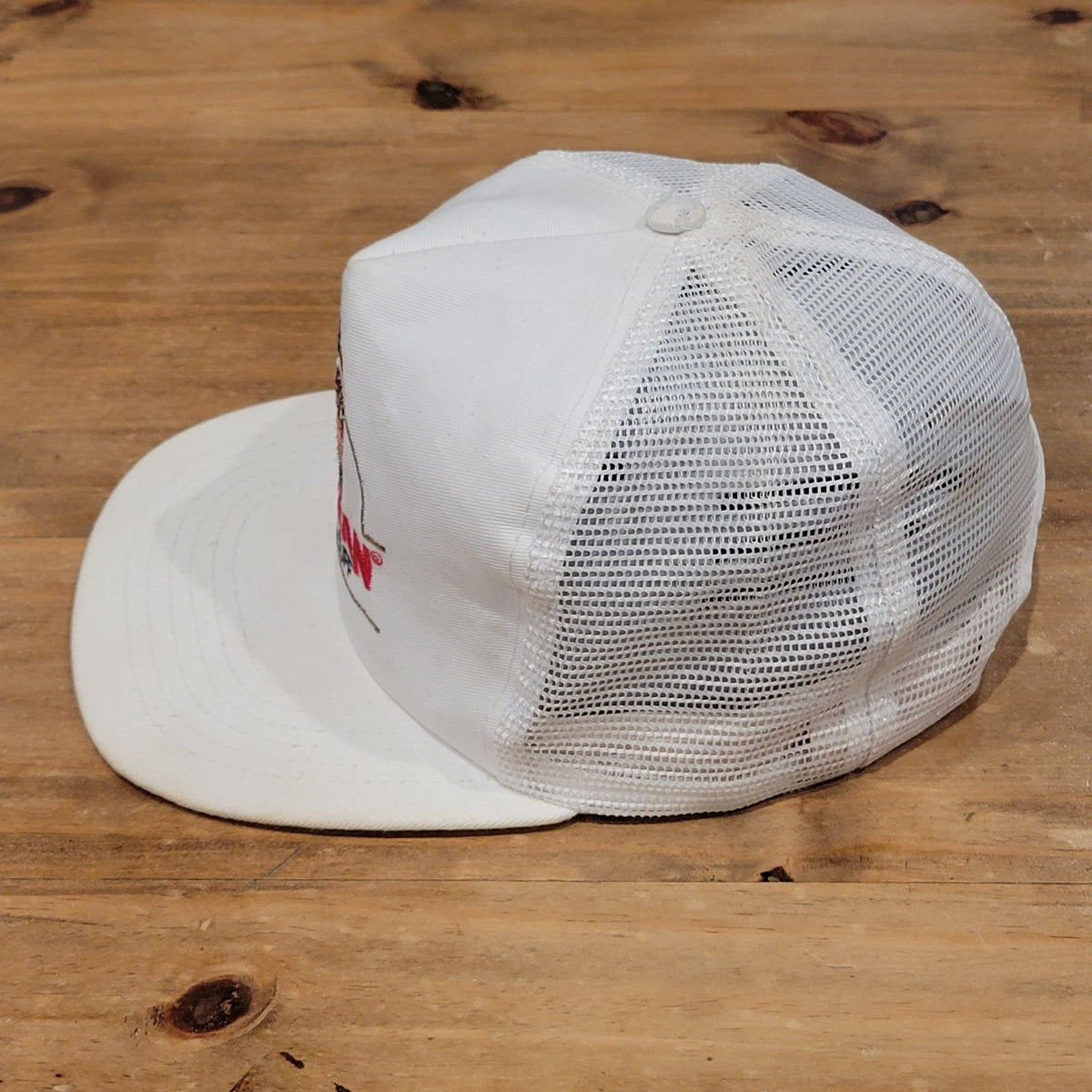 Vintage Red Man Tobacco Moist Snuff Hat Snapback Trucker White Made USA