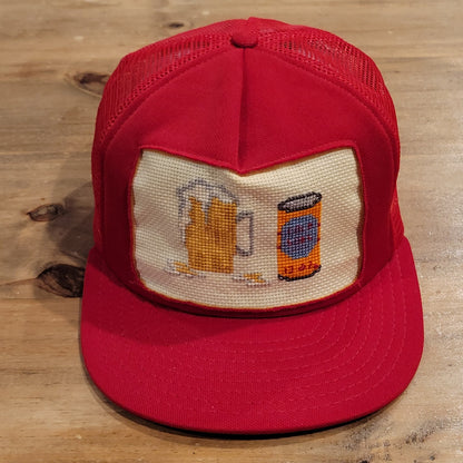 Vintage Beer Hat Snapback Cross stich Patch Trucker 80s 90s Seebo's Creations