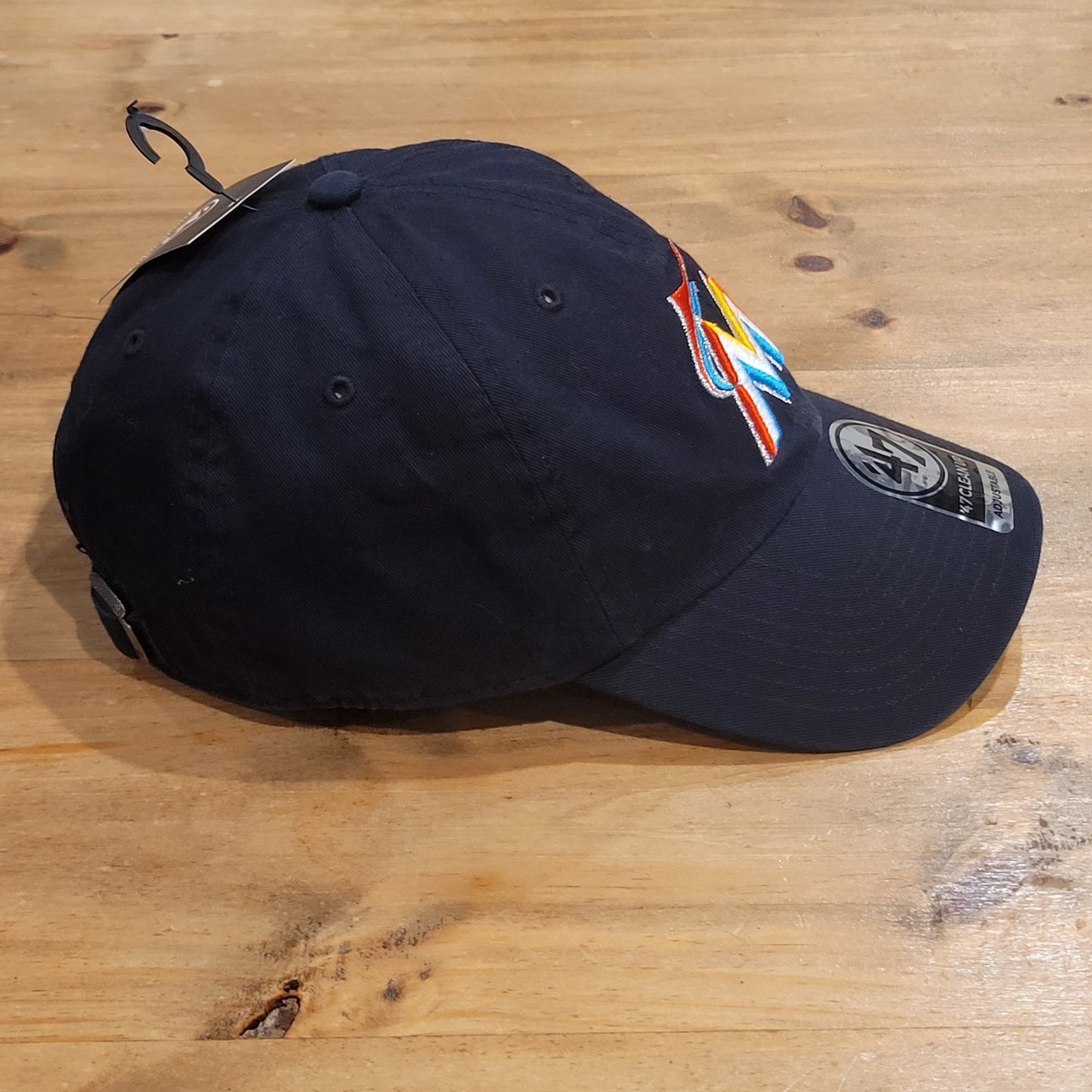 Miami Marlins Hat 47 Brand Clean Up Dad Cotton Black One Size MLB Adjustable M