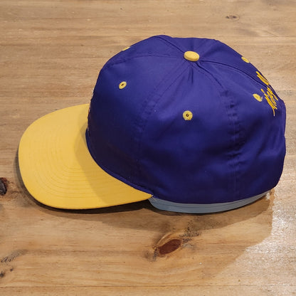 Vintage Mickey Mouse Hat Snapback Purple Yellow Disney Block Spell Out One Size