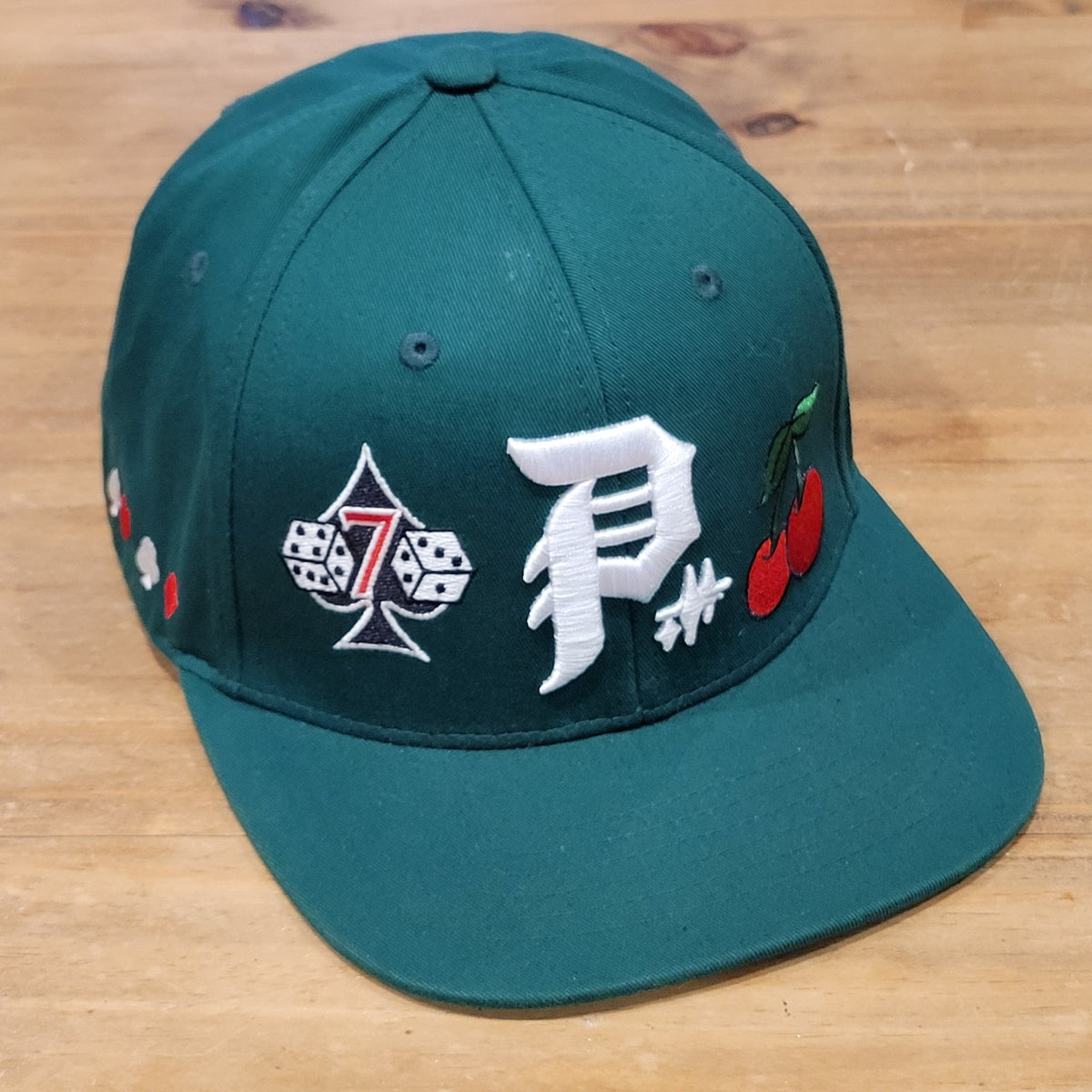 Primitive Skateboards Hat Snapback Green Casino Cards Dice Cherries Logo Skater
