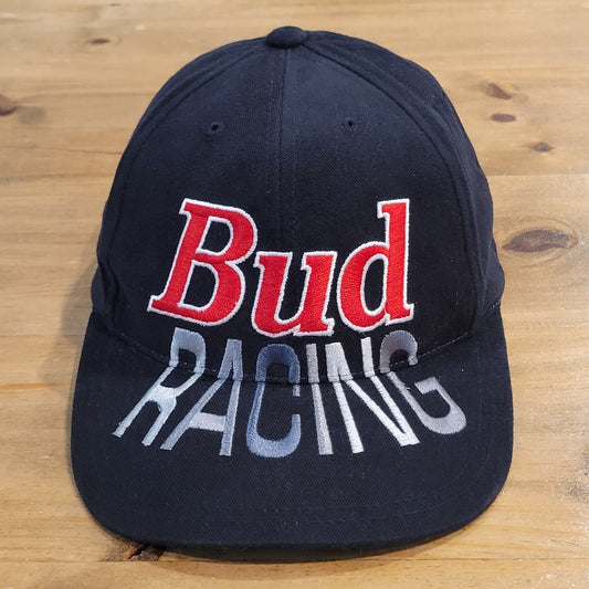 Vintage Bud Racing Hat Snapback Big Logo Mirror Budweiser Beer NASCAR One Size