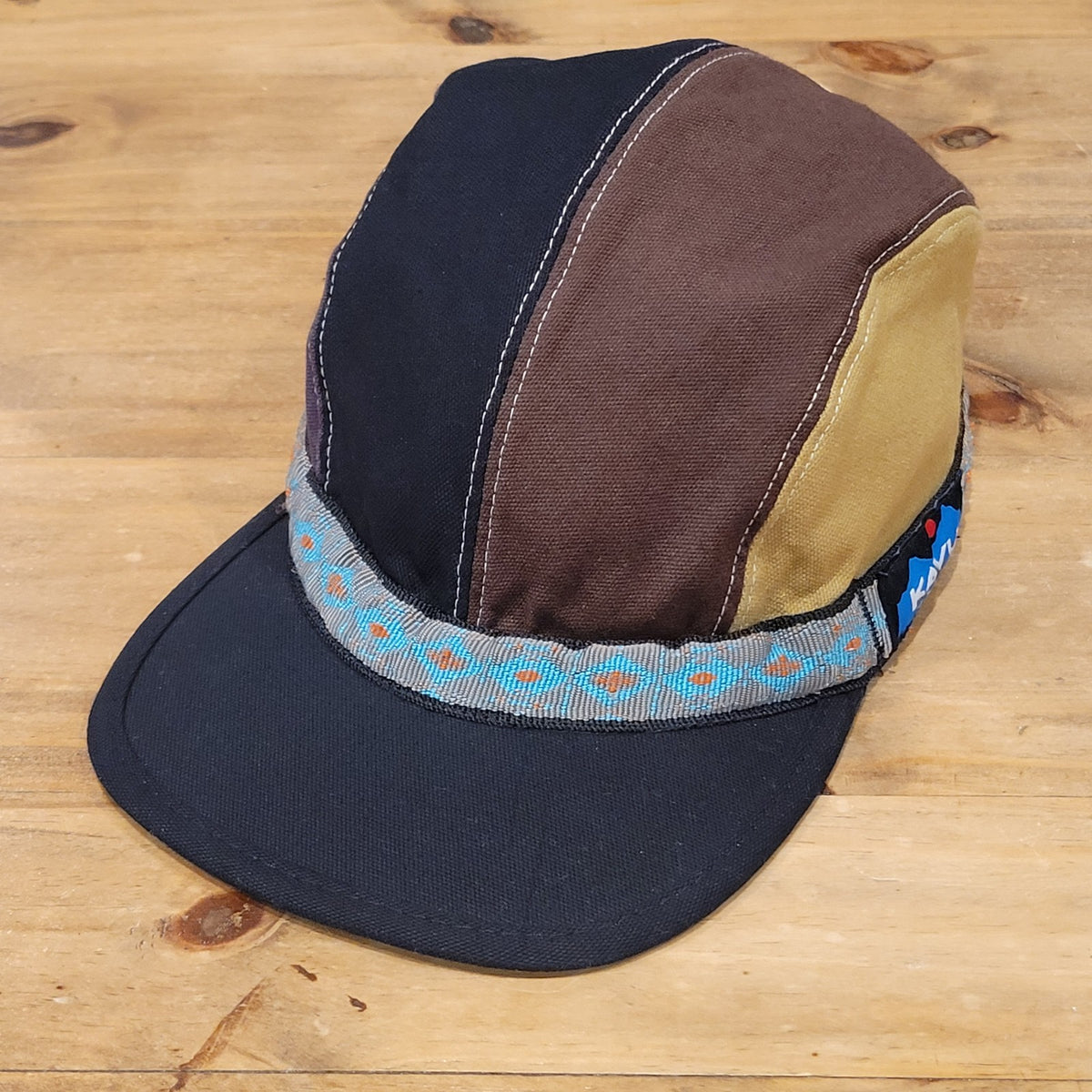 Kavu Hat Cap Strap Back Brown Black Canvas One Size Made USA Hiking Outdoor