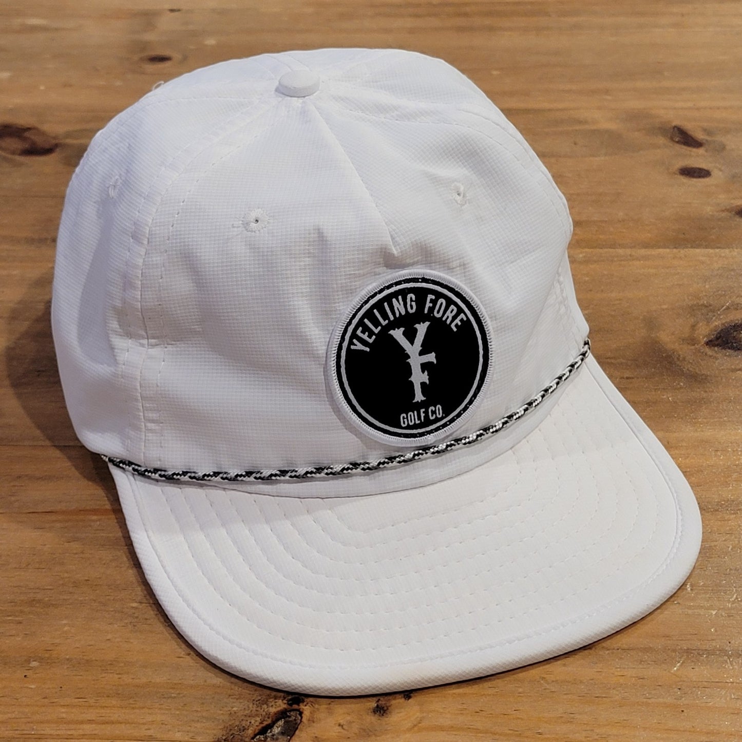 Yelling For Golf Co Hat Snapback White Rope Round Circle Patch YF Golfer