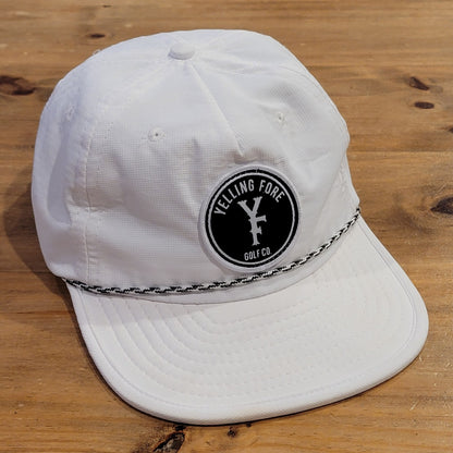 Yelling For Golf Co Hat Snapback White Rope Round Circle Patch YF Golfer