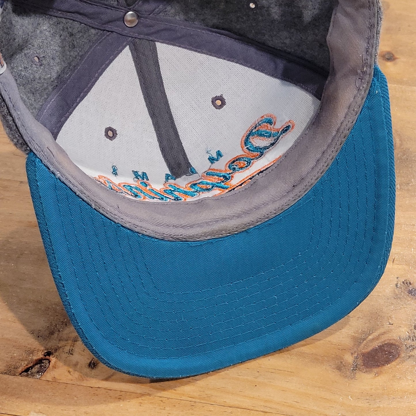 Vintage Miami Dolphins Starter Hat Snapback Gray Wool Tailsweep Script NFL