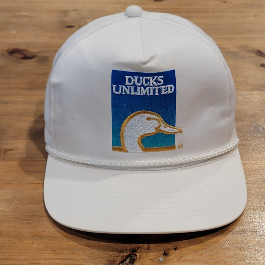 Vintage Ducks Unlimited Hat Snapback White Rope DU 90s Embroidered Duck
