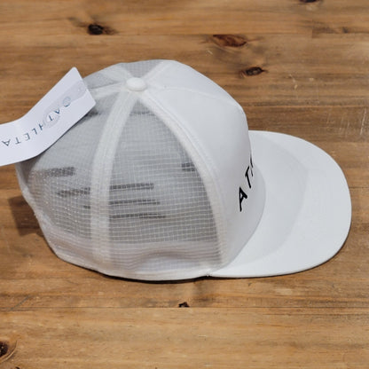 Athleta Hat Snapback Mesh Back One Size White Spell Out Logo Active