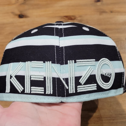 Kenzo X New Era Hat Size 7 1/2 Black White Striped Back Spell Out 59Fifty