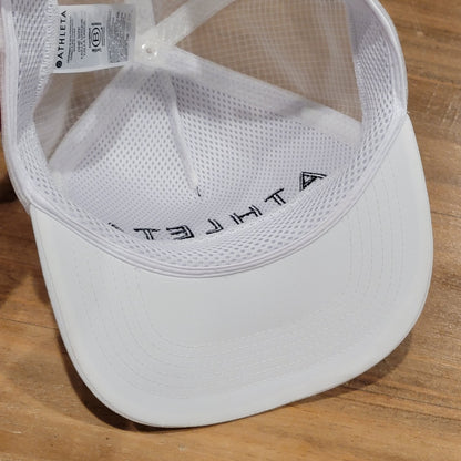 Athleta Hat Snapback Mesh Back One Size White Spell Out Logo Active