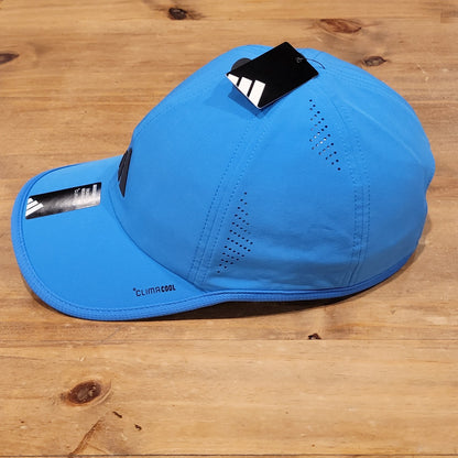 Adidas Hat Cap Strap Back Blue Black 3 Stripe Logo Lightweight Running