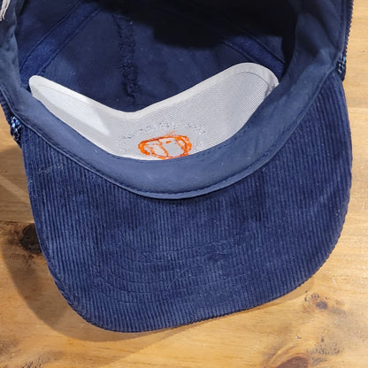 Vtg Transport America Corduroy Trucker Hat Blue Safety Award Snapback Made in US