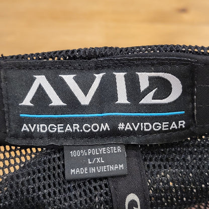 Avid Fishing Hat Cap Size L/XL Flex Stretch Fitted Hook Logo Gray Black Fish