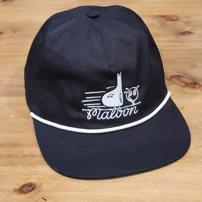 Malbon Golf Hat Cap Snapback Black White Rope Driver Ball One Size Adjustable