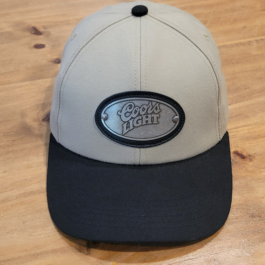 Vintage Coors Light Hat Cap Strap Back Metal Logo Brown Black Beer 90s One Size