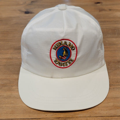Vintage Minano Tahiti Hat Strap Back White 80s 90s Otaheite Trading One Size