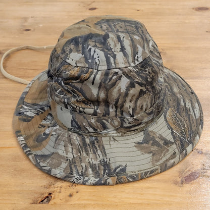 Vintage Hunting Bucket Hat Size Large Paramount Woodland Tree Camo Made USA