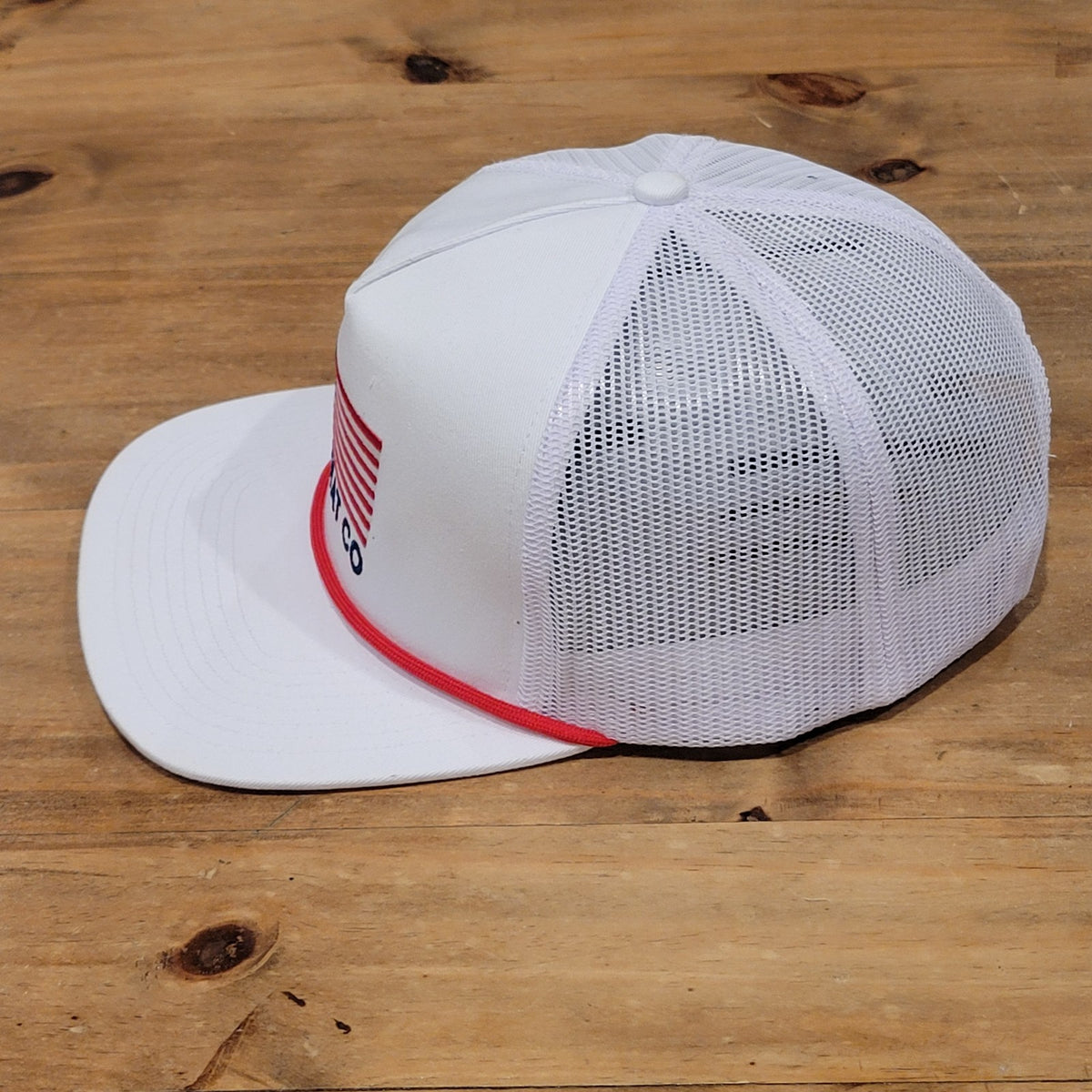 Southern String Hat Snapback USA Flag Rope Trucker Mesh Back White Western