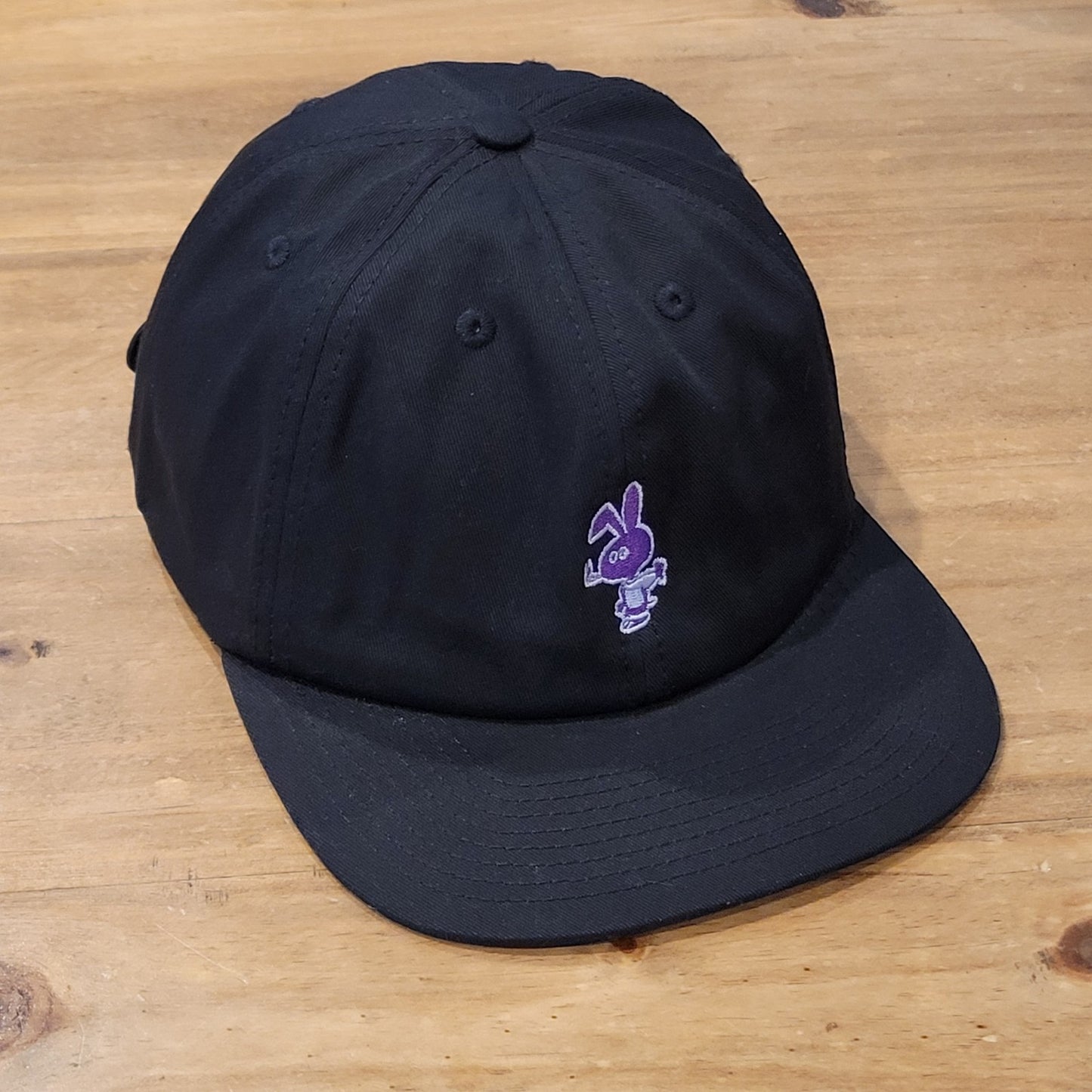 Cold World Black Baseball Cap Hat Purple Rabbit Embroidered Logo Adjustable NWT