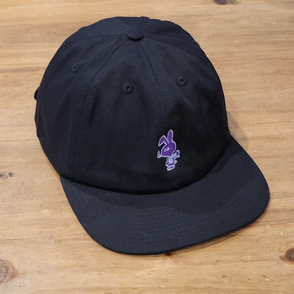 Cold World Black Baseball Cap Hat Purple Rabbit Embroidered Logo Adjustable NWT