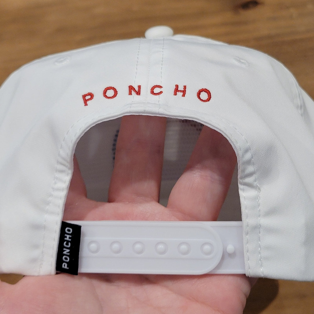 Poncho Outdoors Hat Snapback White Fly Fishing USA Patch One Size Rope Fish