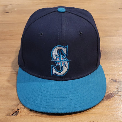 Vintage Seattle Mariners New Era Diamond Collection Wool 90s Size 7 1/2 MLB Blue