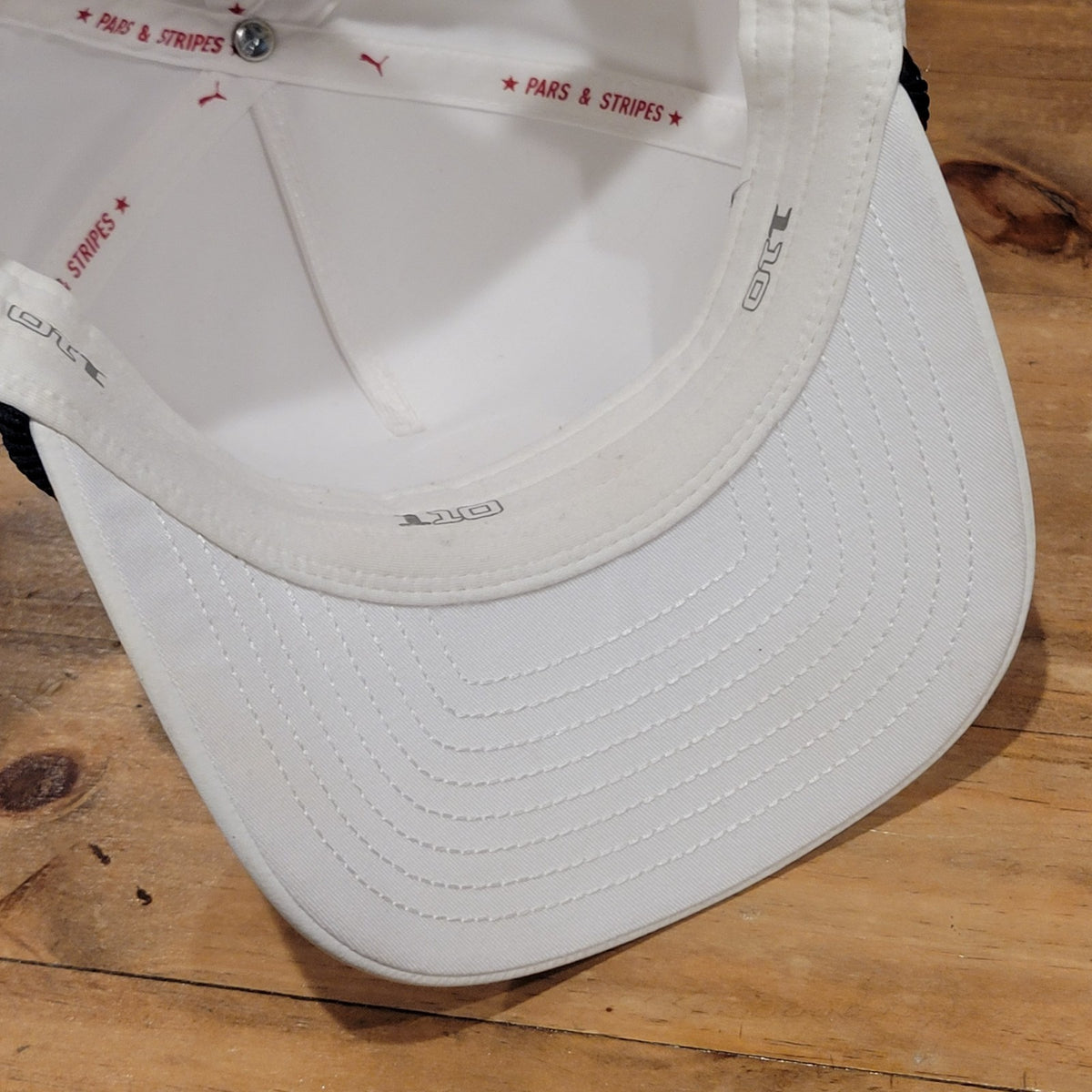 Puma Golf Hat Cap Snapback White Rope Pars & Stripes PVC Round Patch Logo