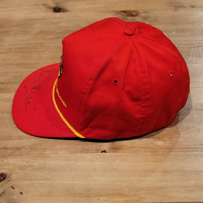 Vintage Momo Steering & Road Wheels Hat Strap Back 80s 90s Made USA Red Rope Car
