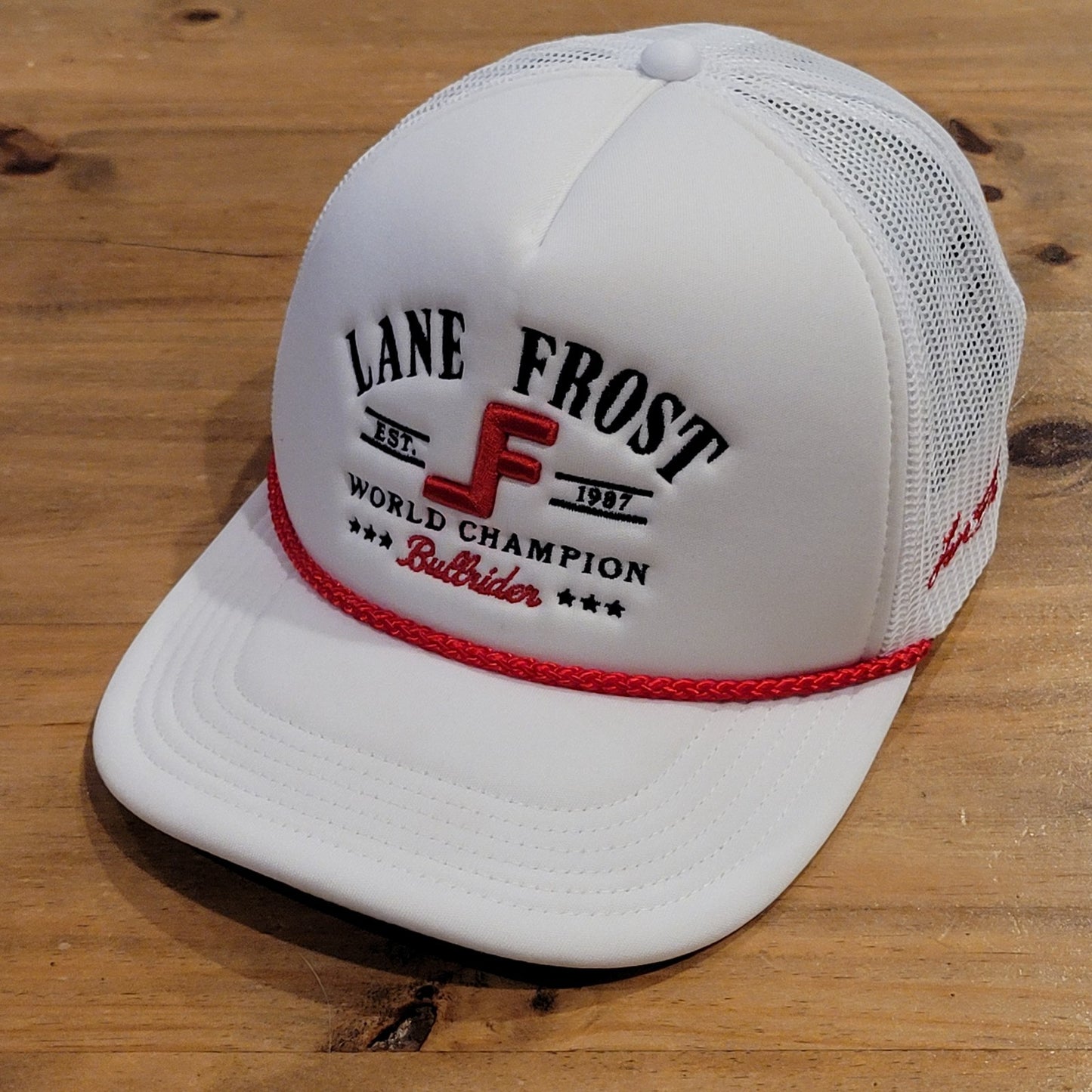 Lane Frost Hat Snapback White World Champion Bull Rider Cowboy Est 1987