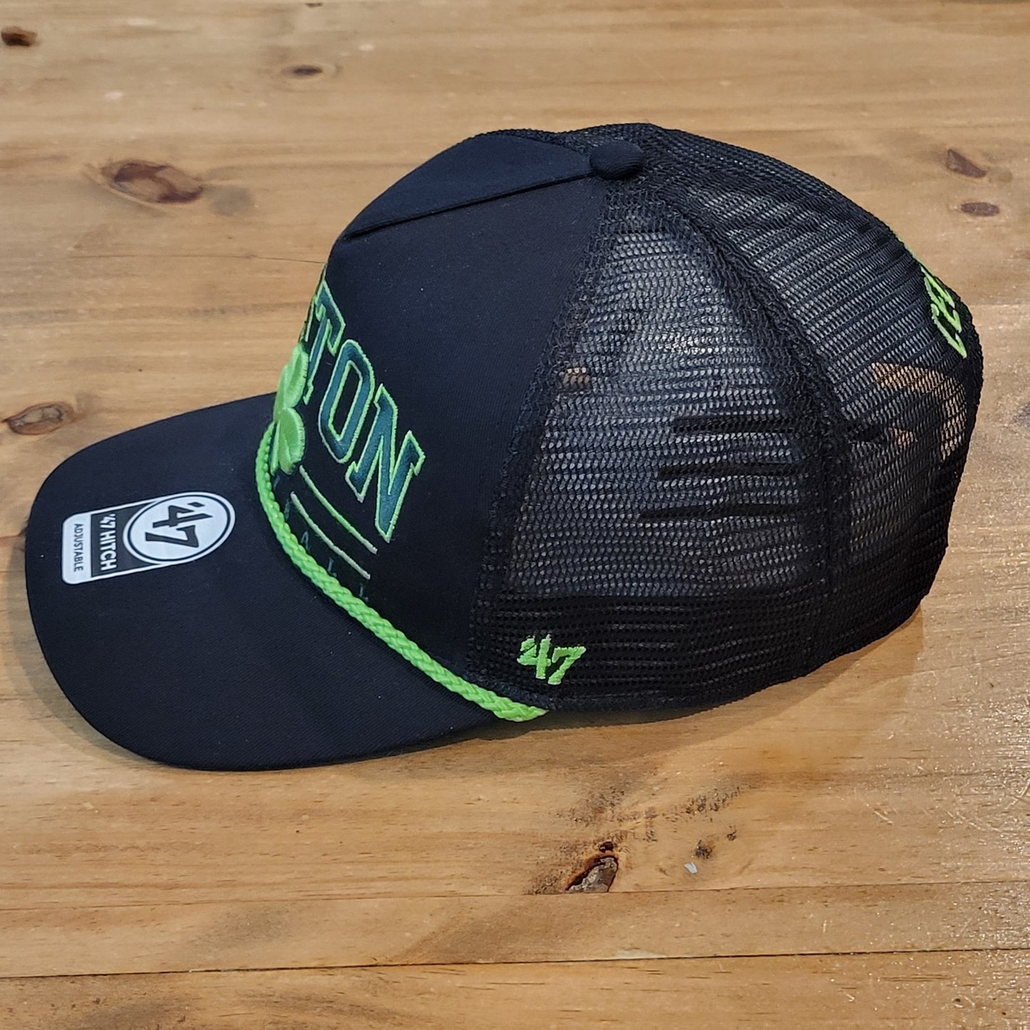 Boston Celtics Hat Snapback 47 Brand Hitch Trucker Rope Black Green One Size