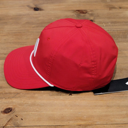Adidas Golf Hat Cap Snapback Red White 3 Stripe Logo Rope Tour 5 Panel One Size