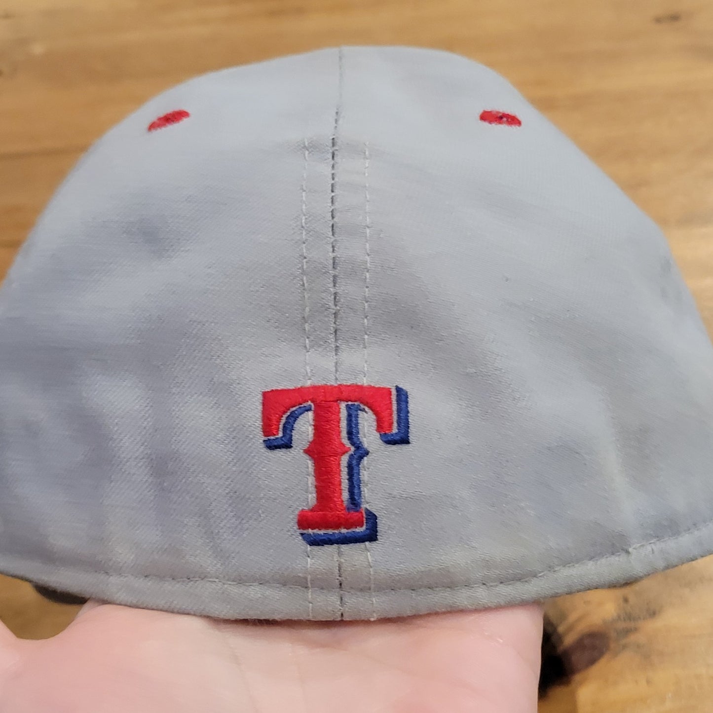 Vintage Texas Rangers Hat New Era Sz7 1/2 Arch Gray 90s 5950 Pro Wool Made USA