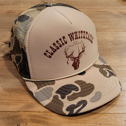 Vintage Hunting Hat Classic Whitetails Trucker Gene Wensel Camo Camouflage Foam