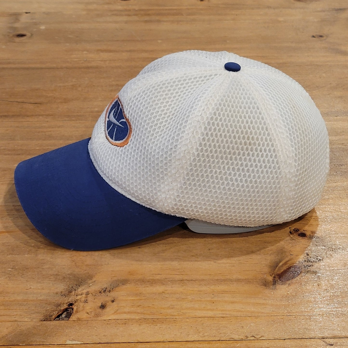 Vintage Nike Basketball Hat Cap Snapback Mesh Swoosh White Blue One Size